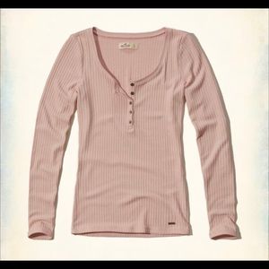 Pink, Hollister Long Sleeve Henley, Size Large